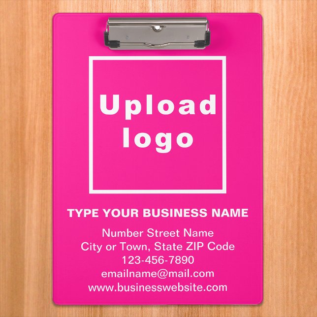 Business Name and Logo on Pink Clipboard (Creator Uploaded)