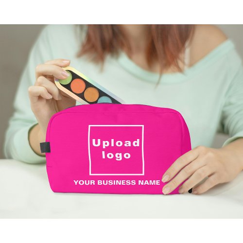 Business Name and Logo on Pink Dopp Kit