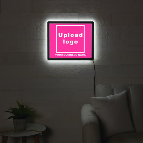 Business Name and Logo on Pink Illuminated Sign
