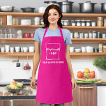 Business Name And Logo On Pink Polyester Apron at Zazzle