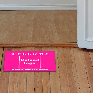 Business Name and Logo on Pink Rectangle Floor Decals