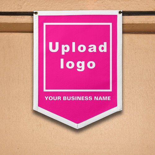 Business Name and Logo on Pink Shield Shape Pennant