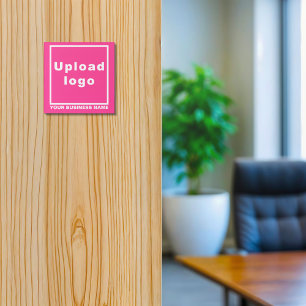 Business Name and Logo on Pink Square Acrylic Print