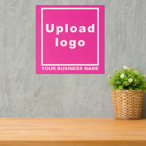 Business Name and Logo on Pink Square Acrylic Print