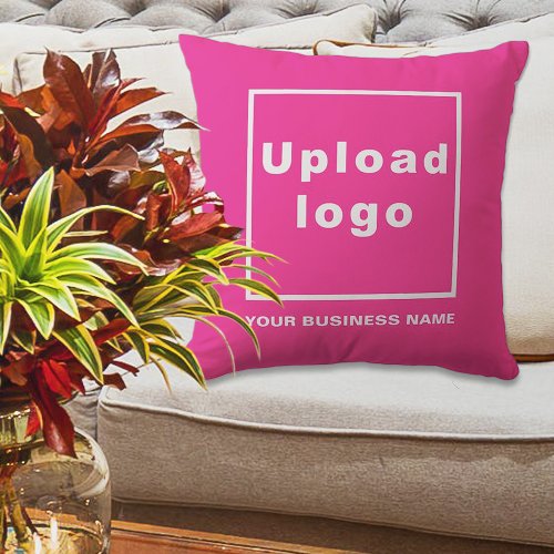 Business Name and Logo on Pink Throw Pillow