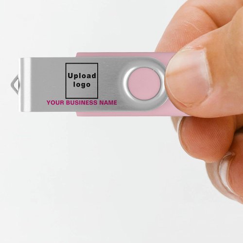 Business Name and Logo on Pink USB Swivel Flash Drive