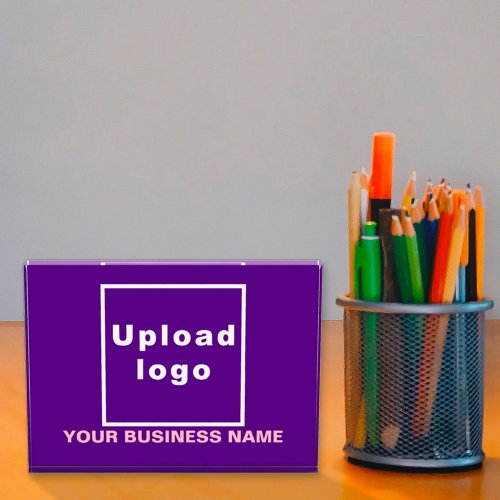 Business Name and Logo on Purple Acrylic Block