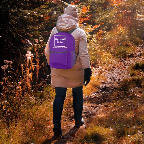 Business Name and Logo on Purple Backpack