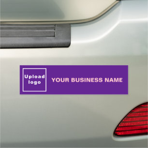 Business Name and Logo on Purple Car Bumper Magnet