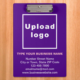 Business Name and Logo on Purple Clipboard