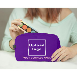 Business Name and Logo on Purple Dopp Kit