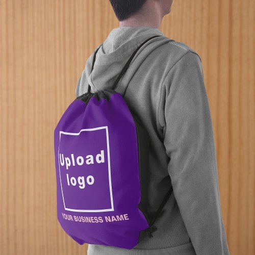 Business Name and Logo on Purple Drawstring Bag