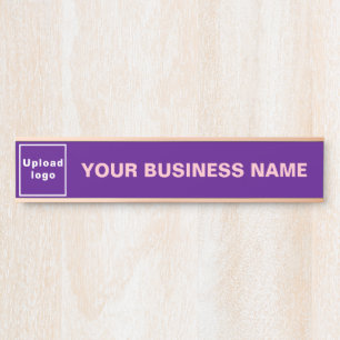 Business Name and Logo on Purple Long Hanging Door Sign