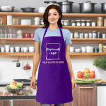 Business Name and Logo on Purple Polyester Apron<br><div class="desc">Customizable polyester apron that can be used as uniform of your staff in your cafe, dining or restaurant business. Apron that you can customize to put your business name and logo to build brand name awareness. Customize it and include it in your marketing strategies to advertise your business or to...</div>