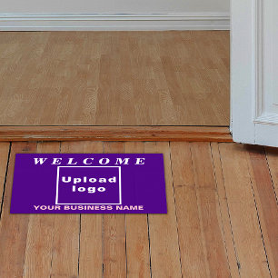 Business Name and Logo on Purple Rectangle Floor Decals