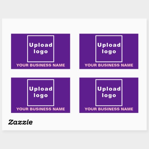 Business Name and Logo on Purple Rectangle Sticker