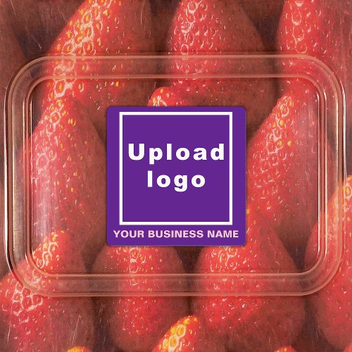 Business Name and Logo on Purple Square Adhesive Labels