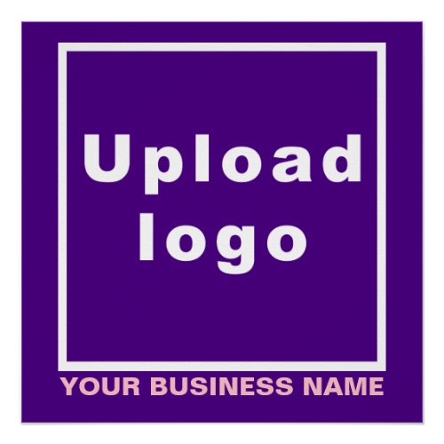 Business Name and Logo on Purple Square Glossy Poster