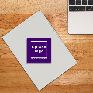 Business Name and Logo on Purple Square Paperweight