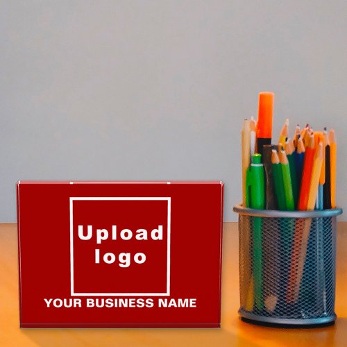 Business Name and Logo on Red Acrylic Block