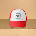 Business Name and Logo on Red and White Trucker Hat<br><div class="desc">Trucker hat that you can customize to put your business name. You can give it as giveaway item or gift to your customers. You can also include it in your marketing materials to advertise your business or in your promotional products to promote your brand name. Trucker hat with your business...</div>