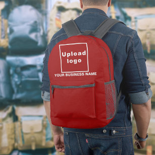 Business Name and Logo on Red Backpack