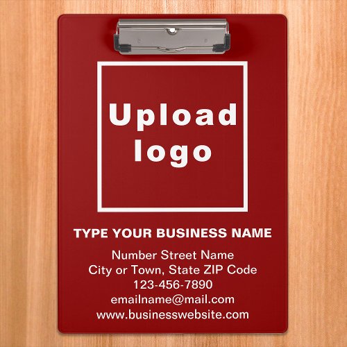 Business Name and Logo on Red Clipboard