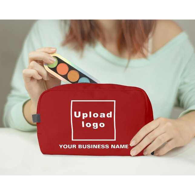 Business Name and Logo on Red Dopp Kit (Business name and logo on red dopp kit)