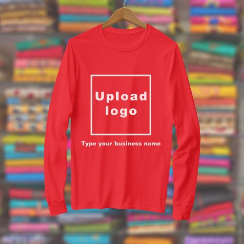Business Name and Logo on Red Long Sleeve T_Shirt