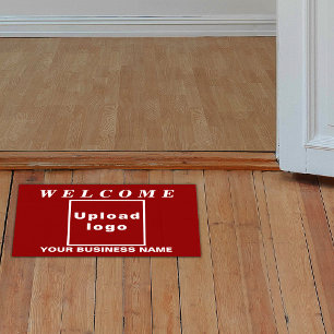 Business Name and Logo on Red Rectangle Floor Decals