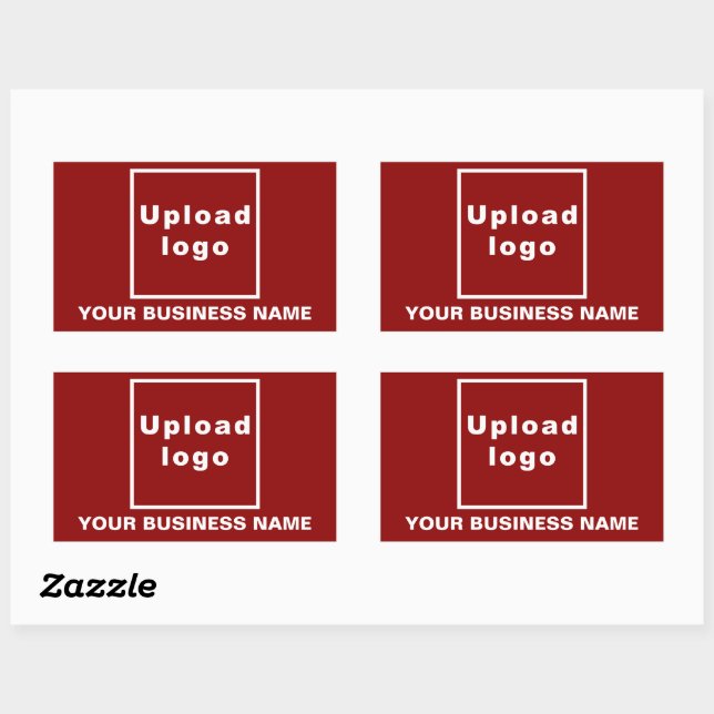Business Name and Logo on Red Rectangle Sticker (Sheet)