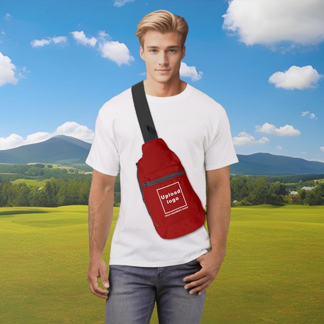 Business Name and Logo on Red Sling Bag (Business name and logo on red sling bag)