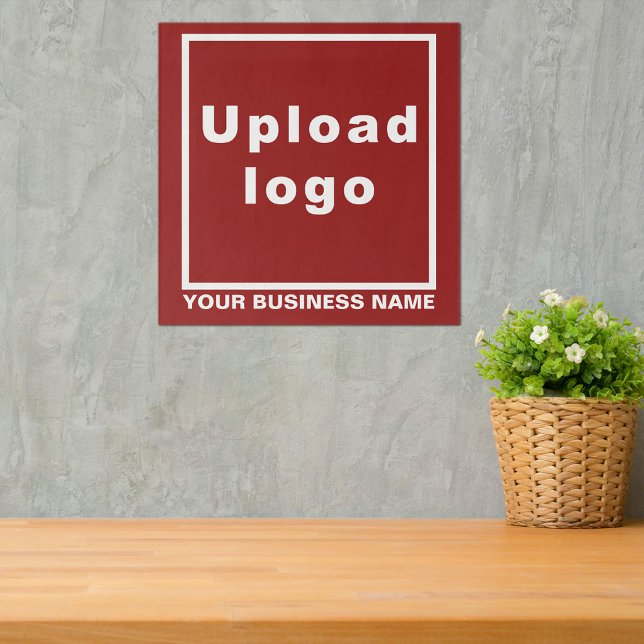 Business Name and Logo on Red Square Acrylic Print (Red square acrylic print with your business name and logo)