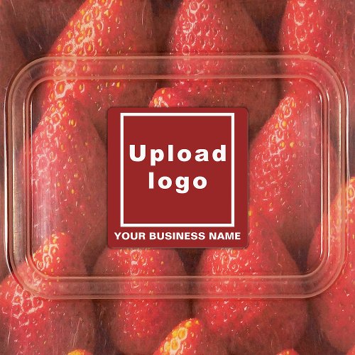Business Name and Logo on Red Square Adhesive Labels
