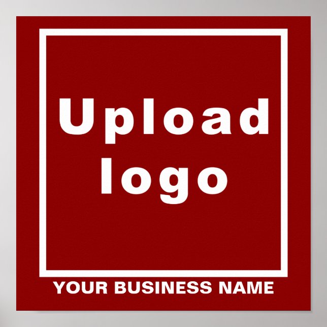Business Name and Logo on Red Square Poster (Front)