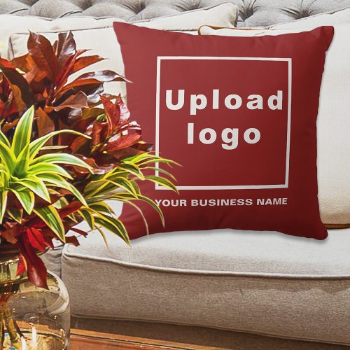 Business Name and Logo on Red Throw Pillow
