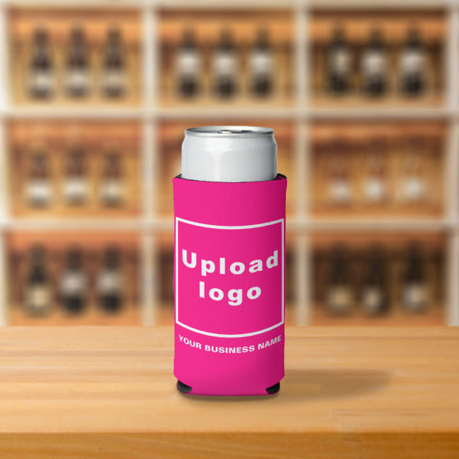 Business Name and Logo on Seltzer Can Pink Cooler