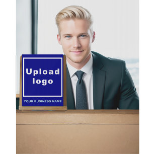 Business Name and Logo on Small Blue Acrylic Sign