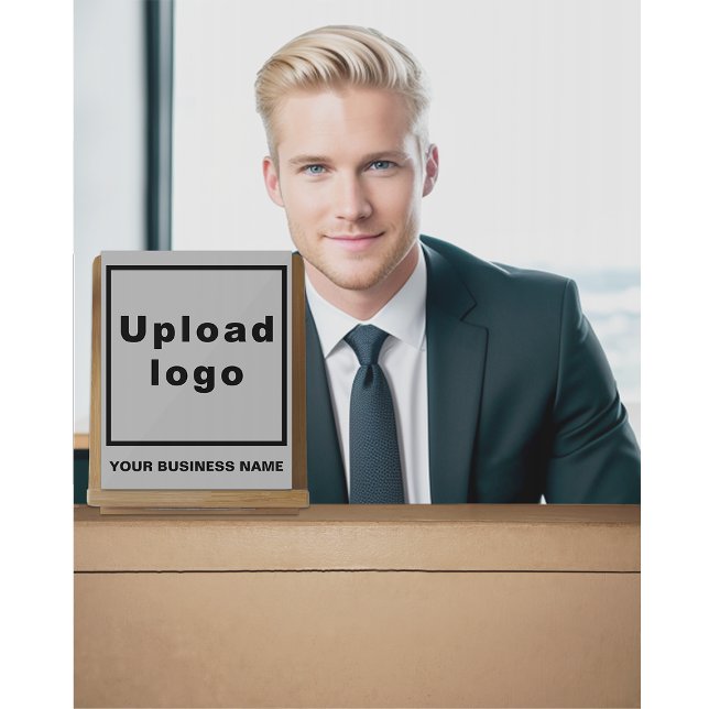 Business Name and Logo on Small Gray Acrylic Sign (Gray acrylic sign with your business name and logo)