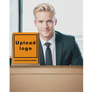 Business Name and Logo on Small Orange Acrylic Sign