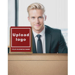 Business Name and Logo on Small Red Acrylic Sign