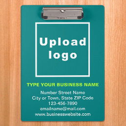 Business Name and Logo on Teal Clipboard
