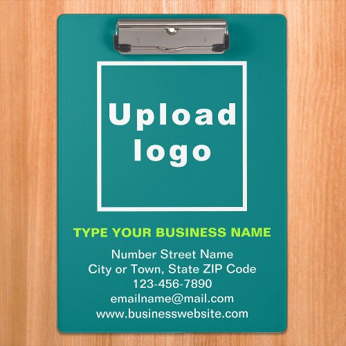 Business Name and Logo on Teal Clipboard