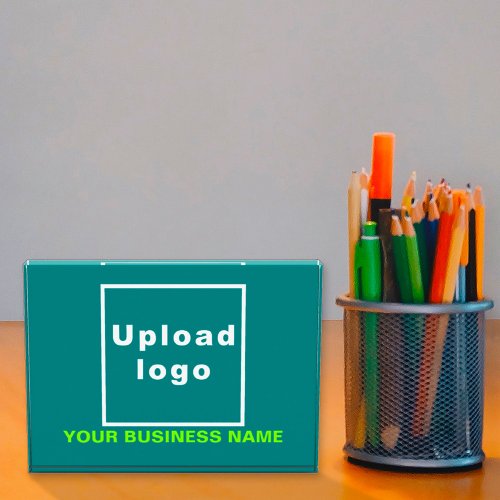 Business Name and Logo on Teal Green Acrylic Block