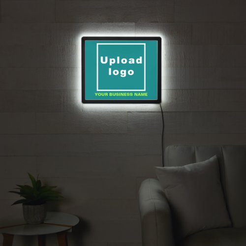 Business Name and Logo on Teal Green LED Sign