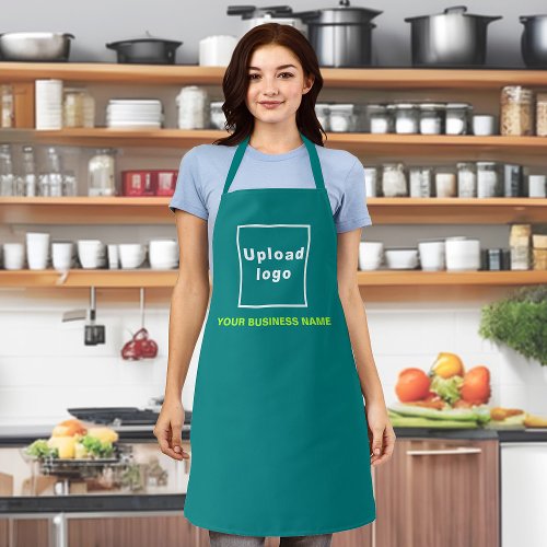 Business Name and Logo on Teal Green Polyester Apron