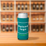 Business Name And Logo On Teal Green Seltzer Can Cooler at Zazzle