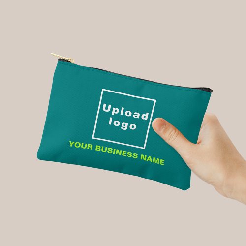 Business Name and Logo on Teal Green Small Pouch
