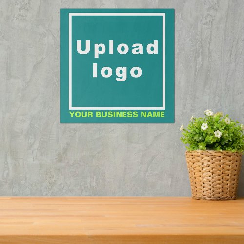 Business Name and Logo on Teal Green Square Acrylic Print