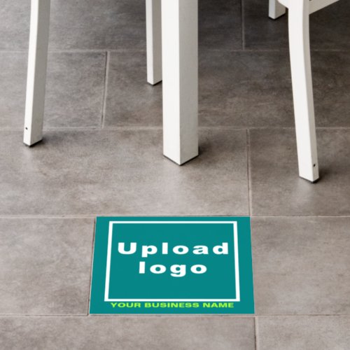 Business Name and Logo on Teal Green Square Floor Decals